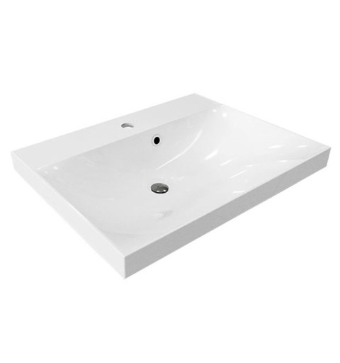 Mereo Opto, kúpeľňová skrinka, umývadlo z liateho mramoru, biela/dub, 2 zásuvky, 610x580x460 mm CN930M