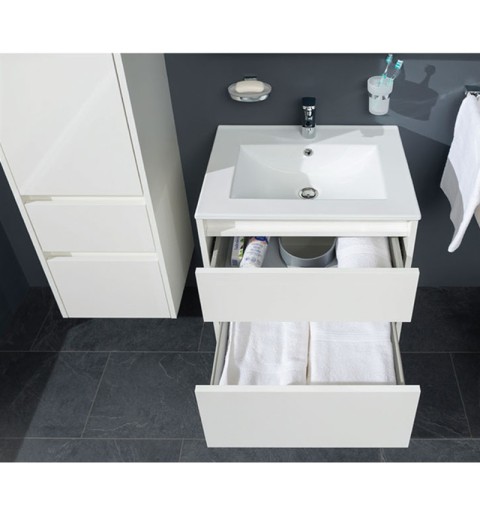 Mereo Opto, kúpeľňová skrinka s keramickým umývadlom, čierna, 2 zásuvky,610x580x460 mm CN940