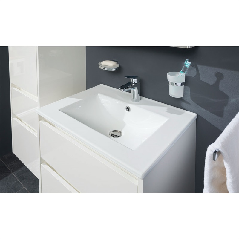 Mereo Opto, kúpeľňová skrinka s keramickým umývadlom, čierna, 2 zásuvky,610x580x460 mm CN940