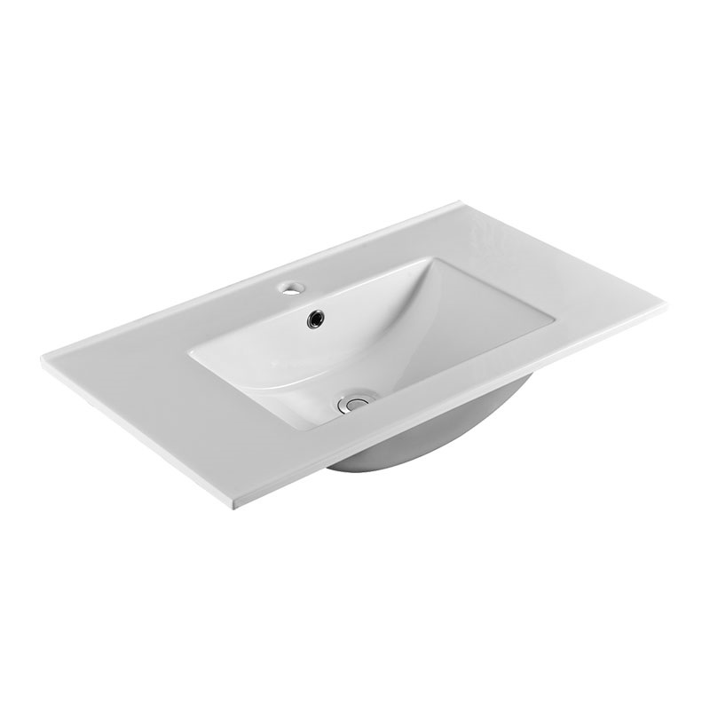 Mereo Opto, kúpeľňová skrinka s keramickým umývadlom, biela/dub, 2 zásuvky, 810x580x458 mm CN931