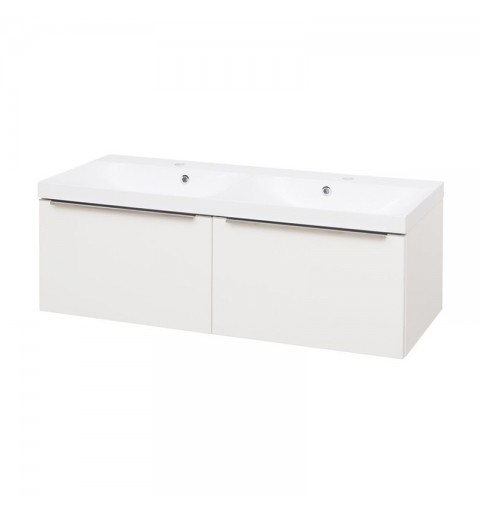Mereo Mailo, kúpeľňová skrinka, umývadlo z liateho mramoru, bílá, 4 zásuvky, 1210x700x480 mm CN518M
