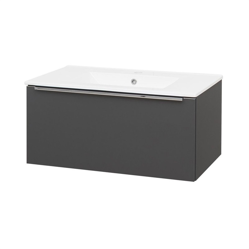 Mereo Mailo, kúpeľňová skrinka s keramickým umývadlom, antracit, 1 zásuvka, 810x470x480 mm CN536