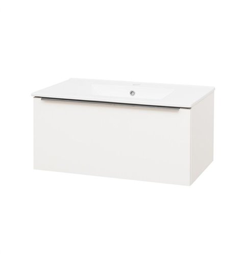 Mereo Mailo, kúpeľňová skrinka s keramickým umývadlom, biela, 1 zásuvka,  810x470x480 mm CN516