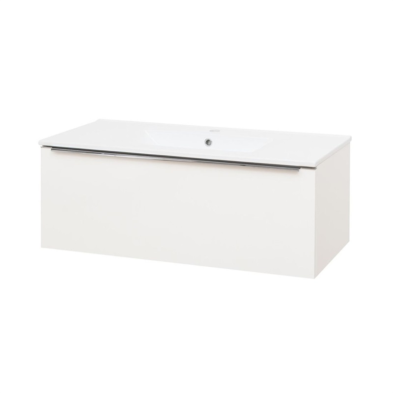 Mereo Mailo, kúpeľňová skrinka s keramickým umývadlom, biela, 1 zásuvka, 1010x470x480 mm CN517