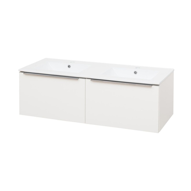 Mereo Mailo, kúpeľňová skrinka s keramickým umývadlom, bílá, 4 zásuvky, 1210x700x480 mm CN518