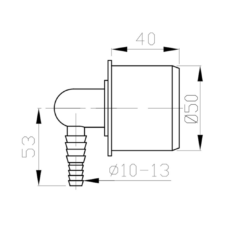 Bruckner HT koncovka rohová pre pripojenie hadice 10-13mm, DN50mm 168.459.0