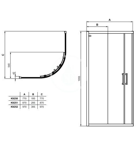 Ideal Standard Sprchový kút 900x900 mm, čierna/číre sklo Connect 2 K9251V3