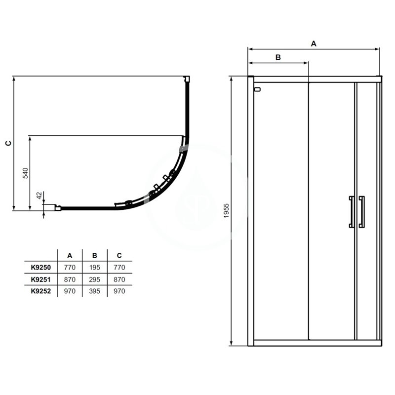 Ideal Standard Sprchový kút 1000x1000 mm, čierna/číre sklo Connect 2 K9252V3