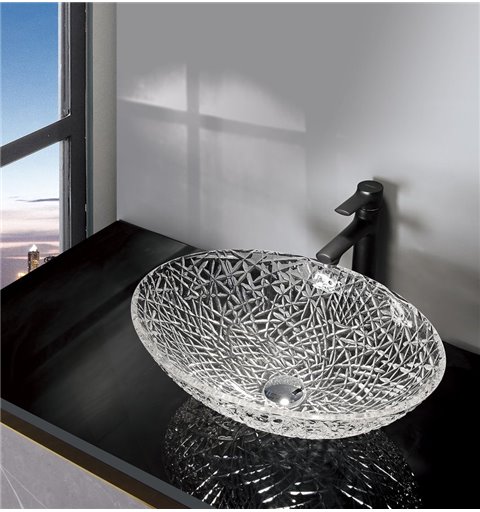 Sapho PURUS sklenené gravírované umývadlo 50x36 cm, čirá TY305CL