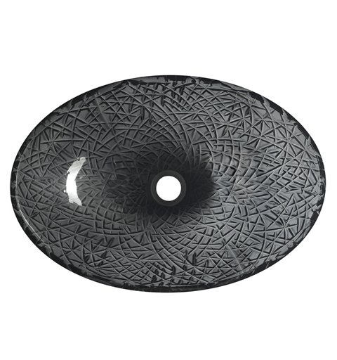 Sapho PURUS sklenené gravírované umývadlo 50x36 cm, čierna TY305SG
