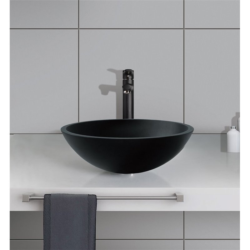 Sapho TELICA sklenené gravírované umývadlo, priemer 42 cm, čierna TY181B