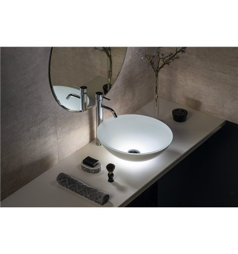 Sapho TELICA sklenené gravírované umývadlo, priemer 42 cm, biela TY181W