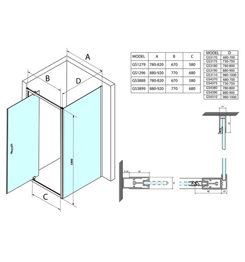 Gelco SIGMA SIMPLY štvorcová sprchová zástena pivot dvere 800x800mm L/P varianta, Brick sklo GS3888GS4380