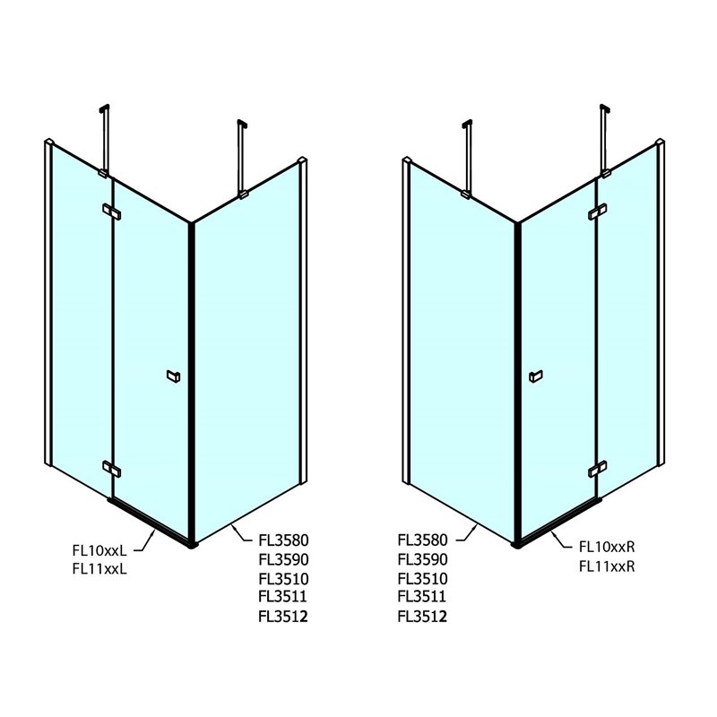 Polysan FORTIS LINE obdĺžniková sprchová zástena 900x1200 mm, R varianta FL1090RFL3512