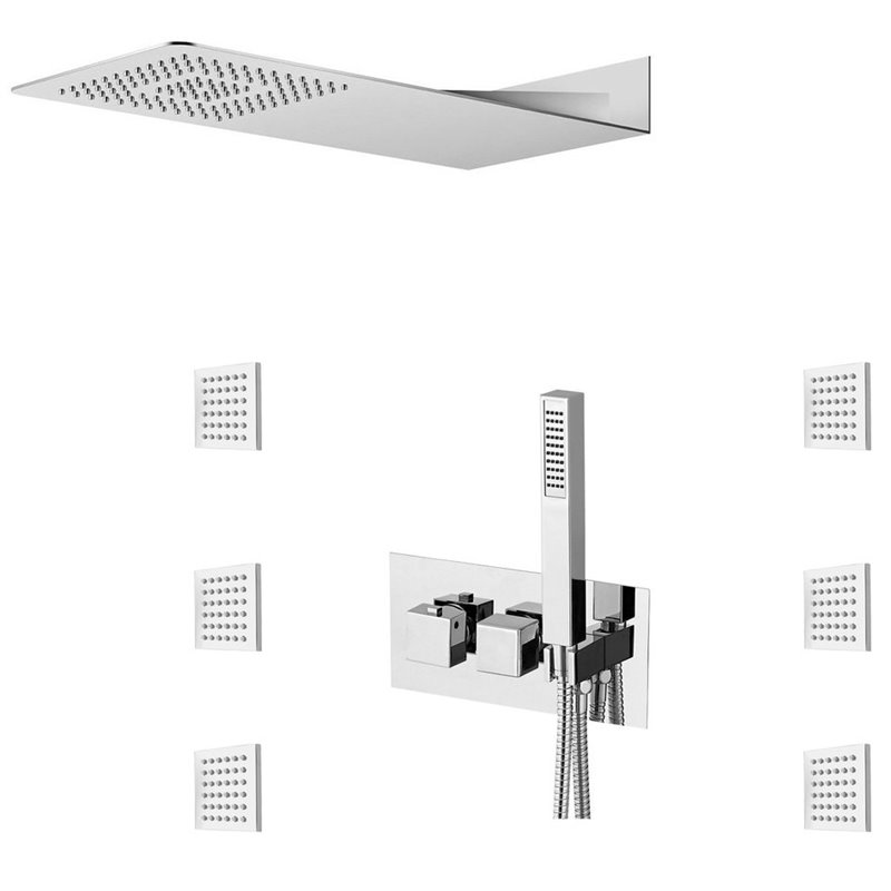 Sapho LATUS podomietkový sprchový set s podomietkovou sprchovou termostatickou batériou vrátane ručnej sprchy, 3 výstupy,