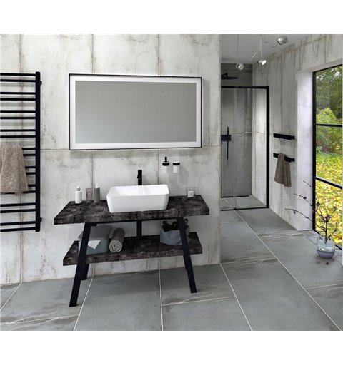 Sapho TWIGA umývadlový stolík 110x72x50 cm, čierna matná/štiepaný kameň VC453-110-9