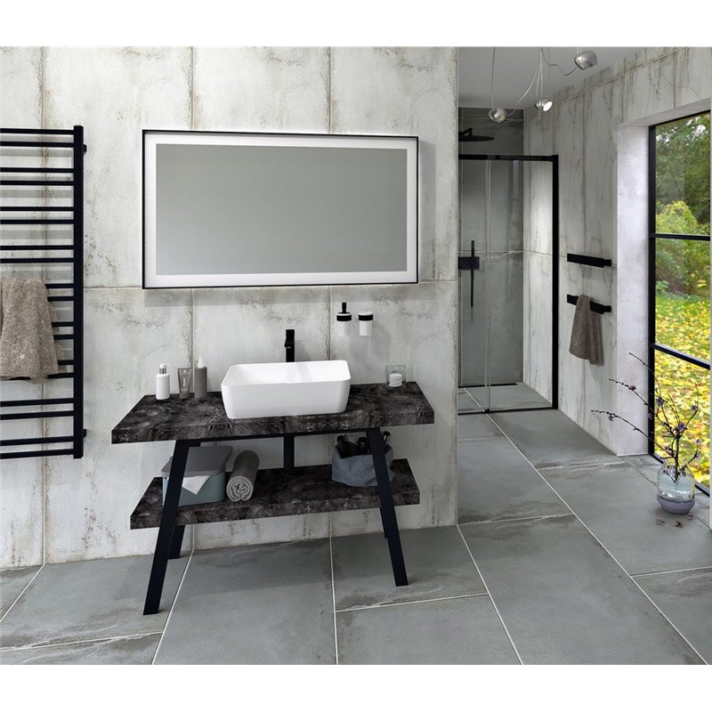 Sapho TWIGA umývadlový stolík 130x72x50 cm, čierna matná/šedý kameň VC453-130-10