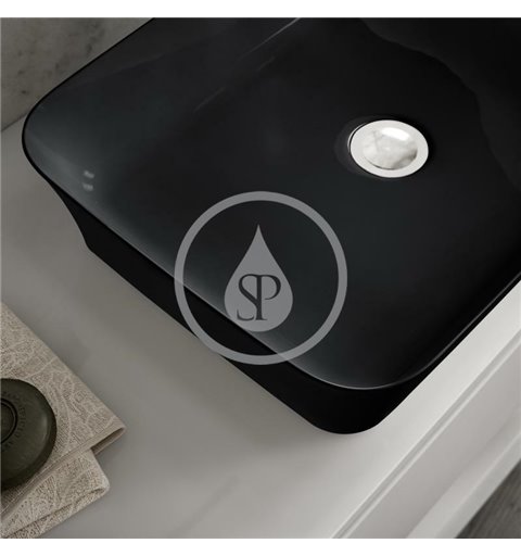 Ideal Standard Umývadlo na dosku, 550x380 mm, s prepadom, lesklá čierna Ipalyss E2078V2