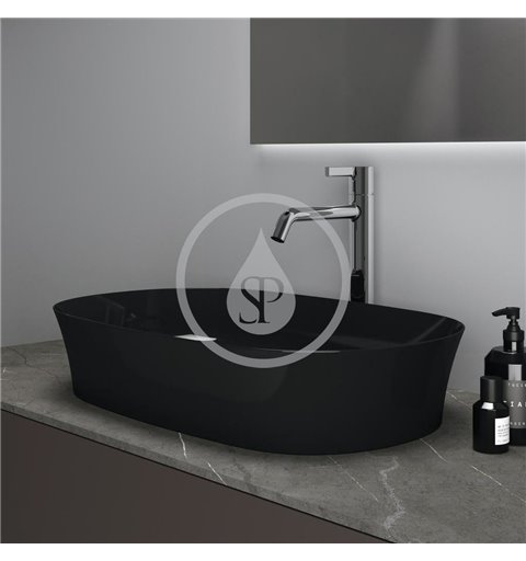 Ideal Standard Umývadlo na dosku, 600x380 mm, s prepadom, lesklá čierna Ipalyss E1397V2