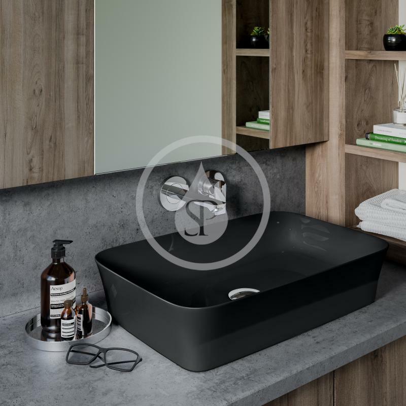Ideal Standard Umývadlo na dosku, 550x380 mm, bez prepadu, lesklá čierna Ipalyss E2076V2