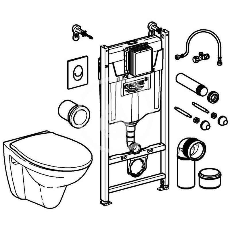 Grohe Súprava na závesné WC + klozet a doska softclose, tlačidlo Skate Air, biela Solido 39117000