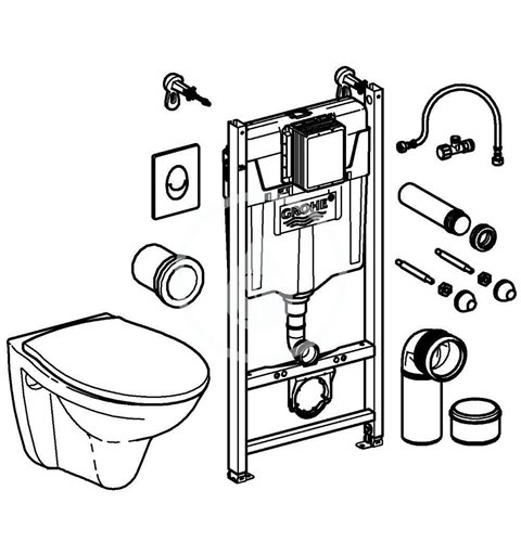 Grohe Súprava na závesné WC + klozet a doska softclose, tlačidlo Skate Air, biela Solido 39117000
