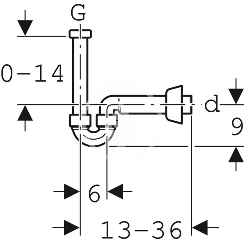 Geberit Rúrková zápachová uzávierka pre umývadlo a bidet, vývod vodorovný, d 32 mm, alpská bielaPríslušenstvo 151.113