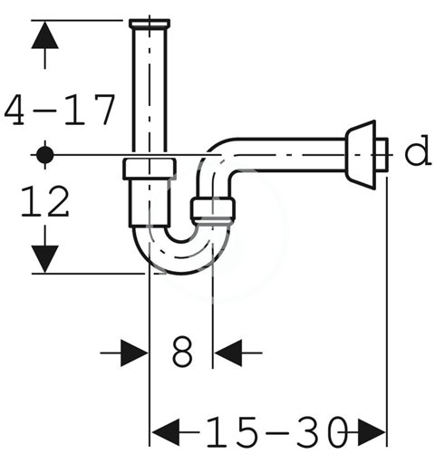 Geberit Rúrková zápachová uzávierka pre umývadlo a bidet, vývod vodorovný, d 40 mm, alpská bielaPríslušenstvo 151.100