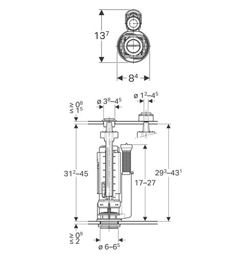 Geberit Vypúšťací ventil typ 290, 2 množstvá splachovania, pochrómovaná lesklá 282.350.21.2
