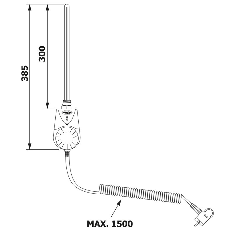 Aqualine Elektrická vykurovacia tyč s integrovaným termostatom 400W, biela TS-400B