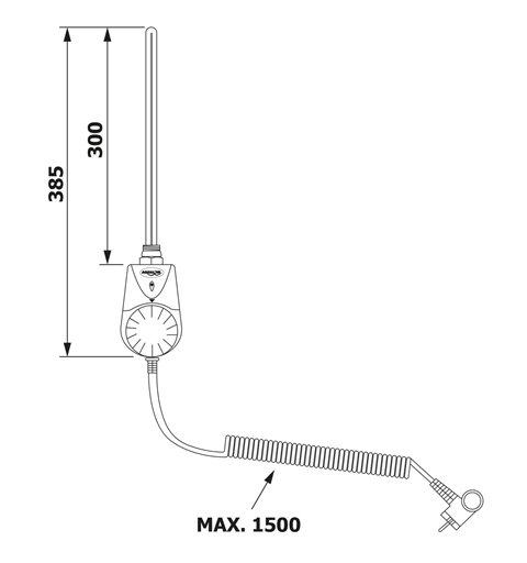Aqualine Elektrická vykurovacia tyč s integrovaným termostatom 400W, biela TS-400B