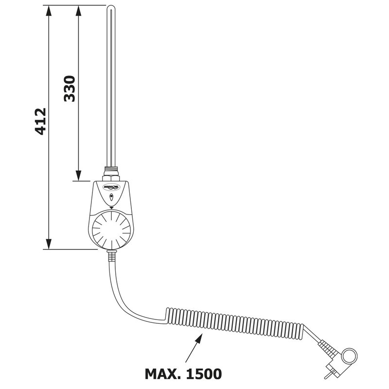 Aqualine Elektrická vykurovacia tyč s integrovaným termostatom 500W, biela TS-500B