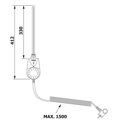 Aqualine Elektrická vykurovacia tyč s integrovaným termostatom 500W, biela TS-500B