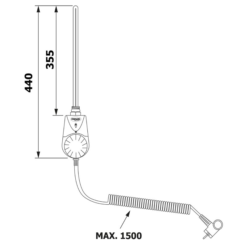 Aqualine Elektrická vykurovacia tyč s integrovaným termostatom 700W, biela TS-700B