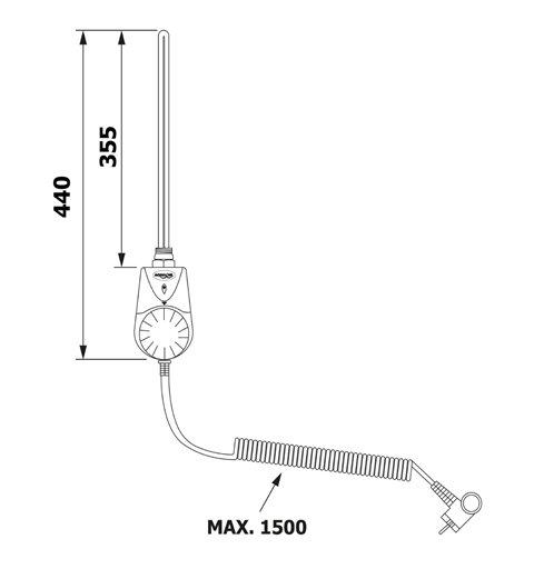 Aqualine Elektrická vykurovacia tyč s integrovaným termostatom 700W, biela TS-700B