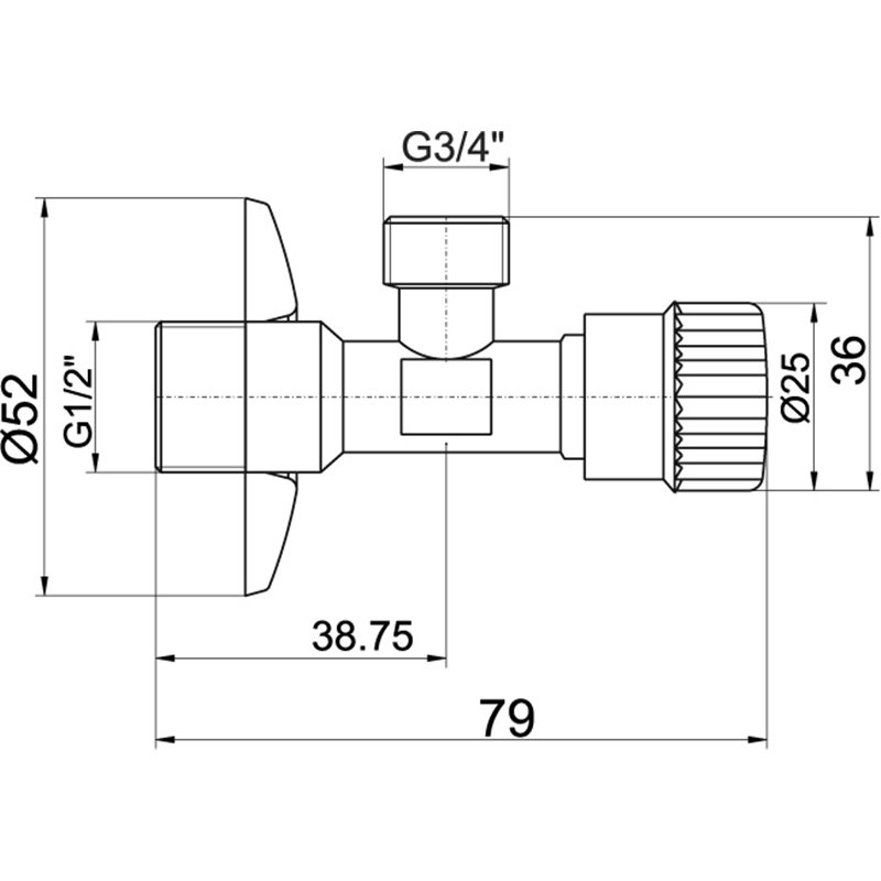 NOVASERVIS Rohový ventil s krytkou a kovovou pákou 1/2"x3/4" CF3002/20