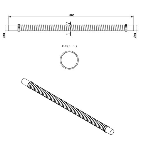 Bruckner FLEXY ohybná prepojovacia trubka, L-80 cm, rovné 40/40 mm 164.322.0