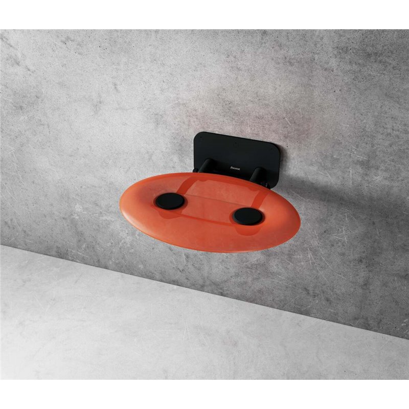 Ravak Sprchové sedátko Ravak  OVO P  sklopné š. 41 cm oranžová / čierna B8F0000058