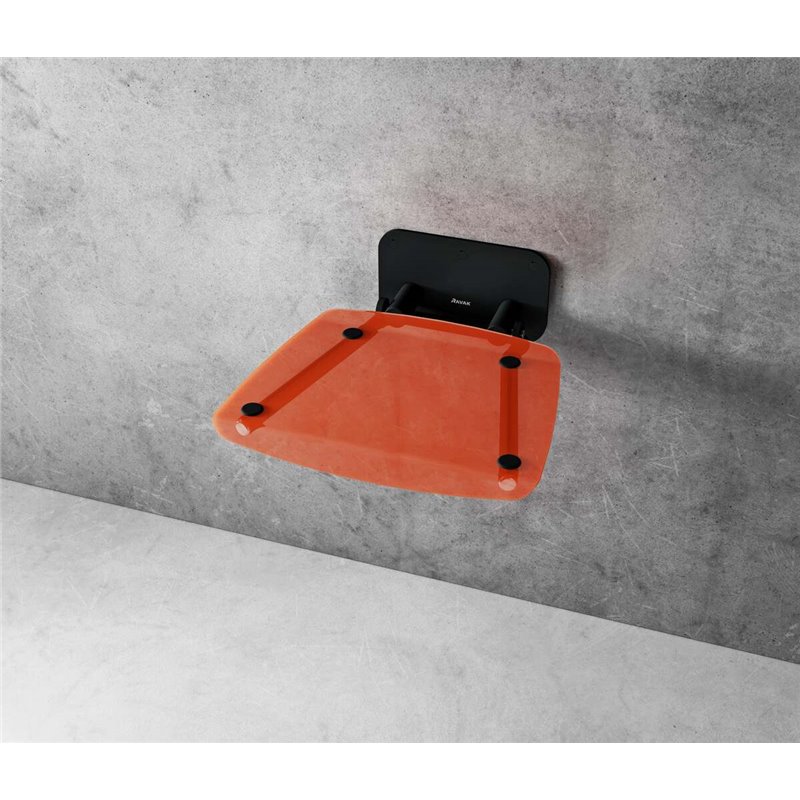 Ravak Sprchové sedátko Ravak  OVO B  sklopné š. 36 cm oranžová / čierna B8F0000061