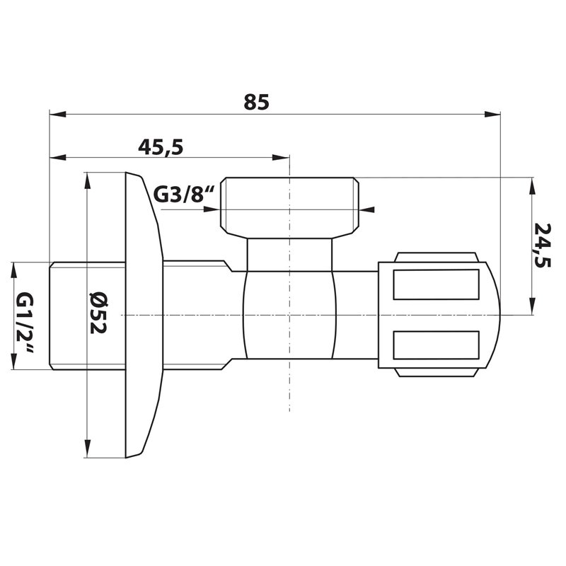 Bruckner Rohový guľový ventil 3/8'x1/2',chróm 181.867.1