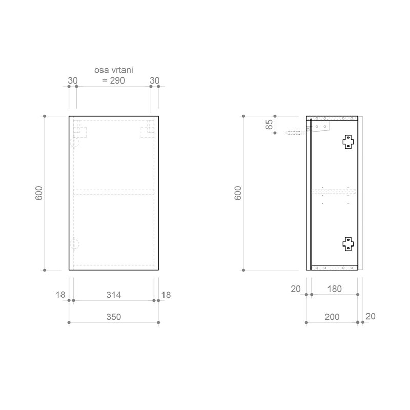 Sapho ESPACE skříňka 35x60x22cm, 1x dvířka, levá/pravá, bílá lesk ESC430-3030
