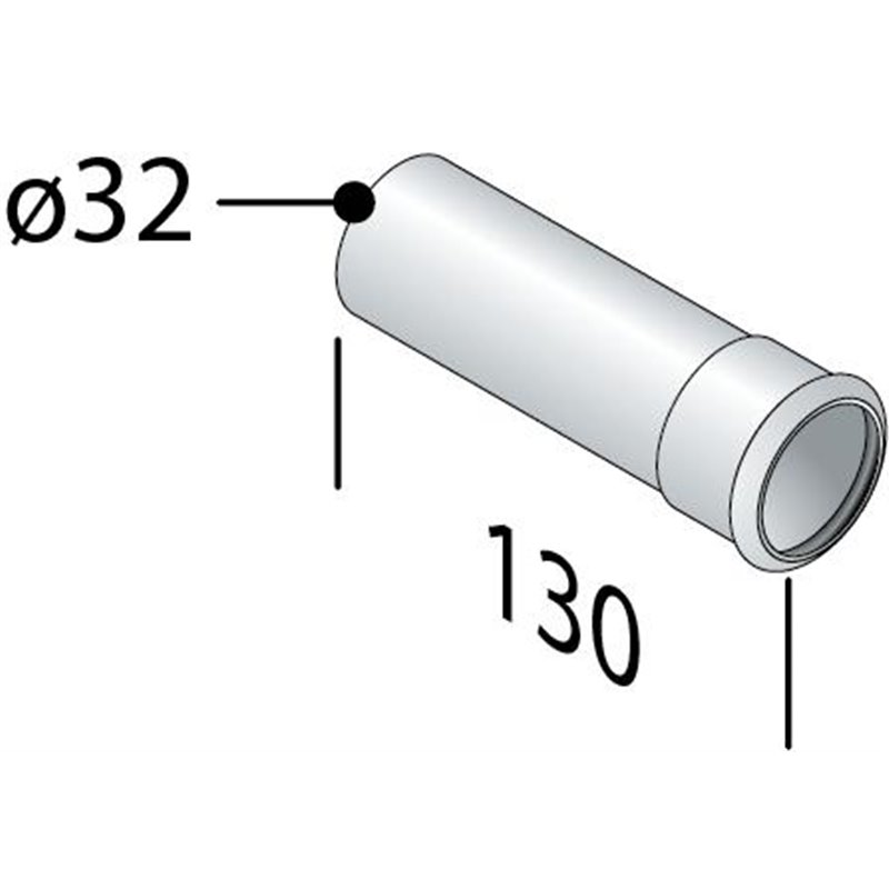 Omp Tea Predlžovacia trubka sifónu s prírubou, 32/130mm, chróm 100.130.5