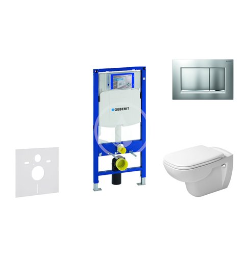 Modul na závesné WC s tlačidlom Sigma30, matný chróm/chróm + Duravit D-Code - WC a doska, Rimless, SoftClose