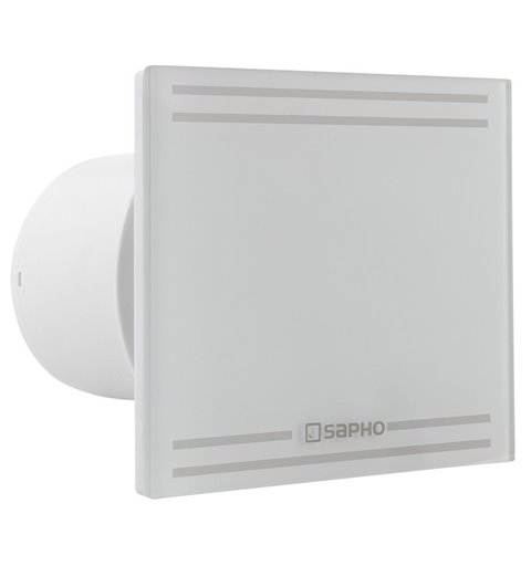 Sapho GLASS kúpeľňový ventilátor axiálny, 8W, 100mm potrubie, biela GS101