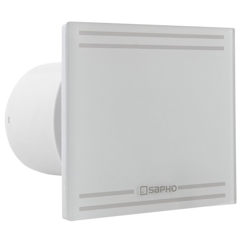 Sapho GLASS kúpeľňový ventilátor axiálny, 8W, potrubie 100mm, časovač, biela GS102