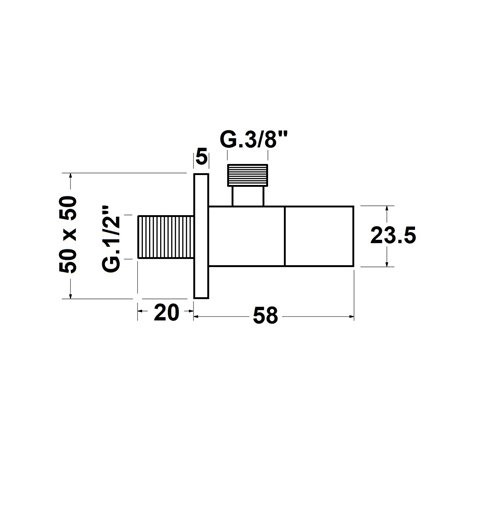 Sapho Rohový ventil s rozetou, hranatý, 1/2'x 3/8', zlato SL117