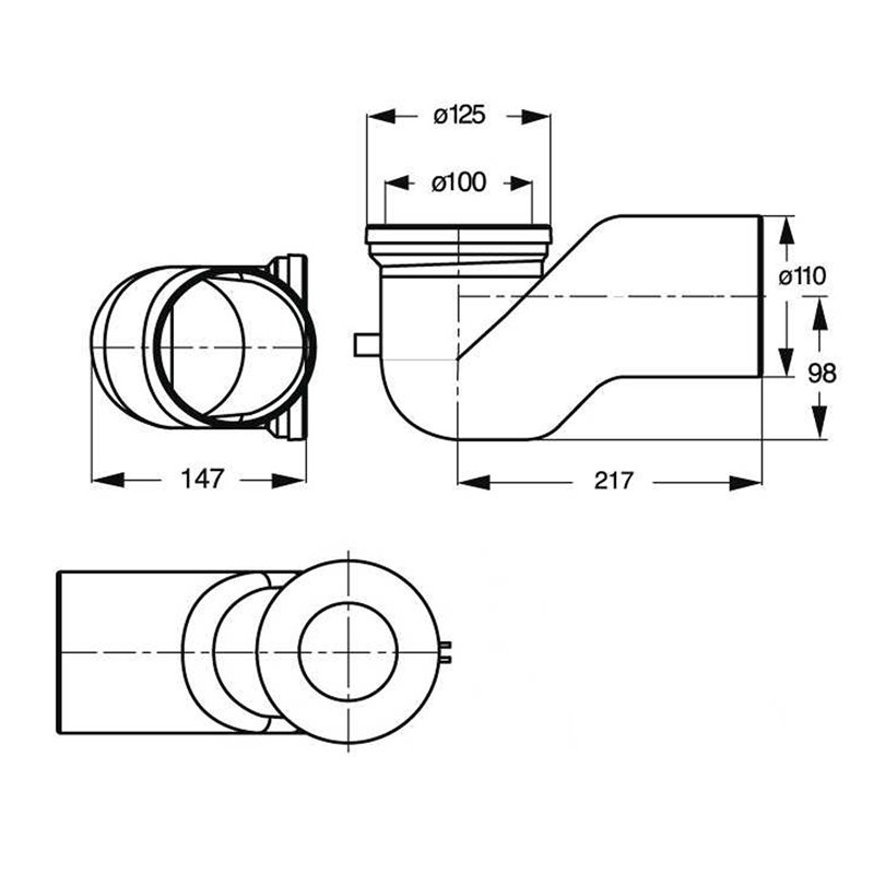 Bruckner WC koleno 90°, priemer 110 mm, ABS/biela 159.316.0