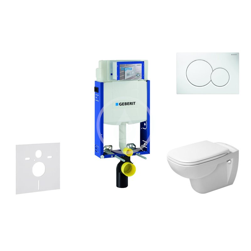 Geberit Modul na závesné WC s tlačidlom Sigma01, alpská biela + Duravit D-Code - WC a doska, Rimless, SoftClose 110.302.00.5 NH1