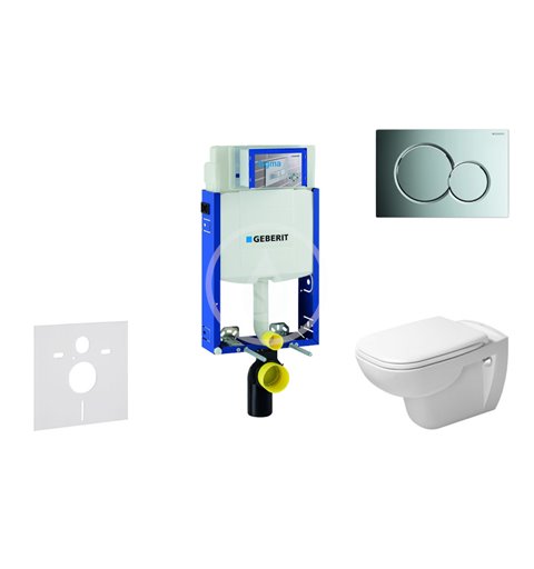 Geberit Modul na závesné WC s tlačidlom Sigma01, lesklý chróm + Duravit D-Code - WC a doska, Rimless, SoftClose 110.302.00.5 NH2