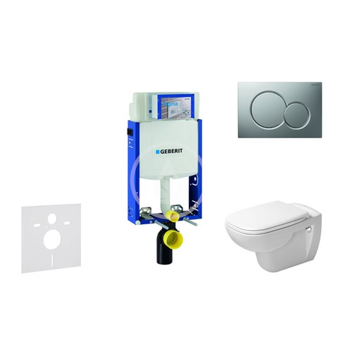 Geberit Modul na závesné WC s tlačidlom Sigma01, matný chróm + Duravit D-Code - WC a doska, Rimless, SoftClose 110.302.00.5 NH3